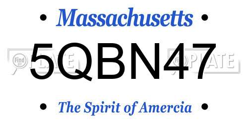 5QBN47 Massachusetts License Plate