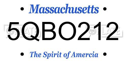 5QBO212 Massachusetts License Plate
