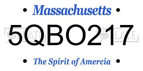 5QBO217 Massachusetts License Plate