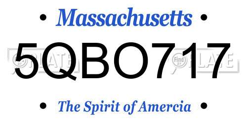 5QBO717 Massachusetts License Plate