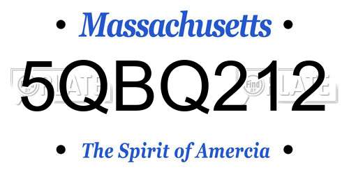 5QBQ212 Massachusetts License Plate