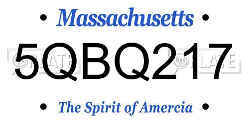 5QBQ217 Massachusetts License Plate