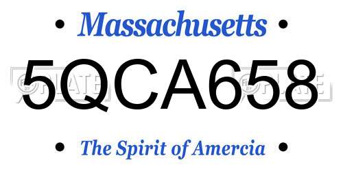 5QCA658 Massachusetts License Plate