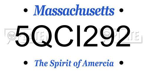 5QCI292 Massachusetts License Plate