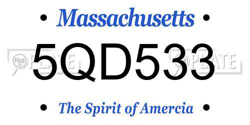 5QD533 Massachusetts License Plate