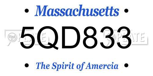 5QD833 Massachusetts License Plate
