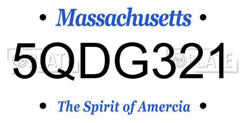 5QDG321 Massachusetts License Plate
