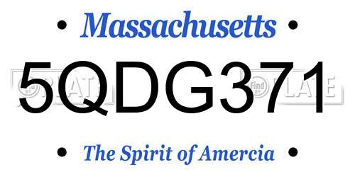 5QDG371 Massachusetts License Plate