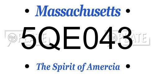 5QE043 Massachusetts License Plate