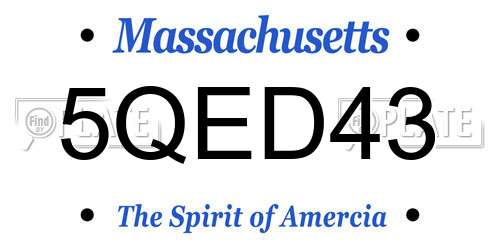 5QED43 Massachusetts License Plate