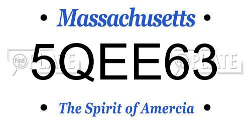 5QEE63 Massachusetts License Plate