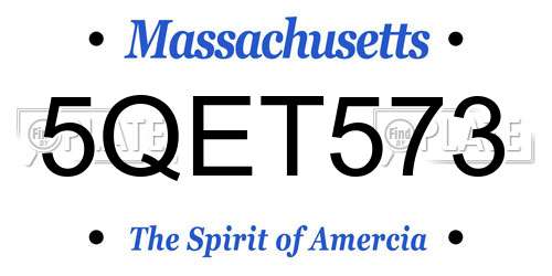 5QET573 Massachusetts License Plate