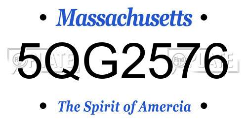5QG2576 Massachusetts License Plate