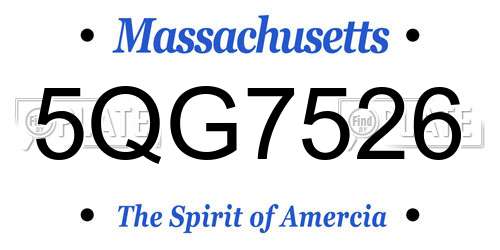 5QG7526 Massachusetts License Plate