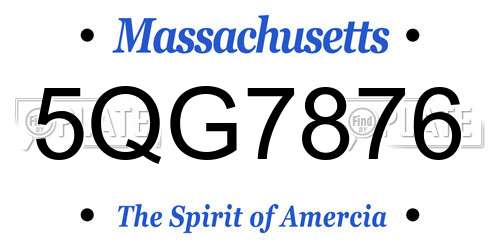 5QG7876 Massachusetts License Plate