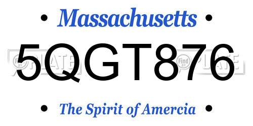 5QGT876 Massachusetts License Plate