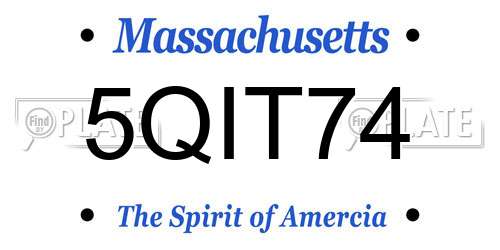 5QIT74 Massachusetts License Plate