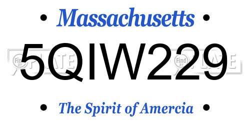5QIW229 Massachusetts License Plate