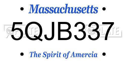 5QJB337 Massachusetts License Plate