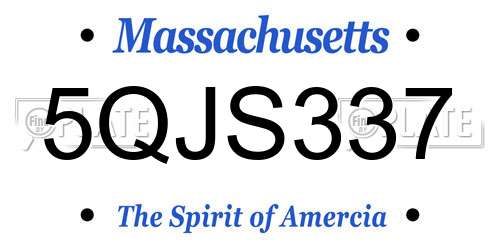5QJS337 Massachusetts License Plate