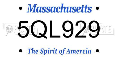 5QL929 Massachusetts License Plate