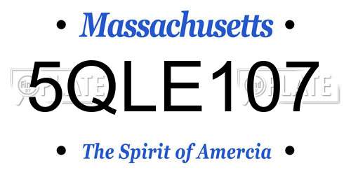 5QLE107 Massachusetts License Plate