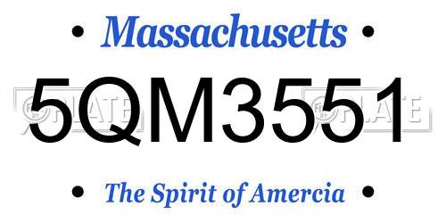 5QM3551 Massachusetts License Plate