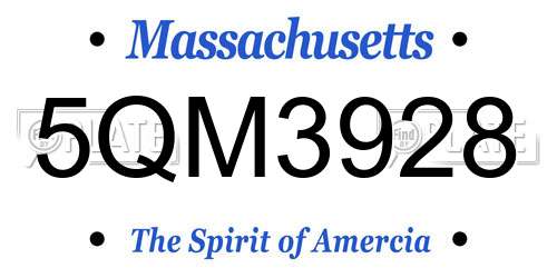 5QM3928 Massachusetts License Plate
