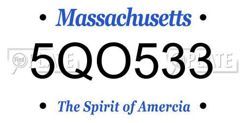 5QO533 Massachusetts License Plate