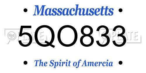 5QO833 Massachusetts License Plate
