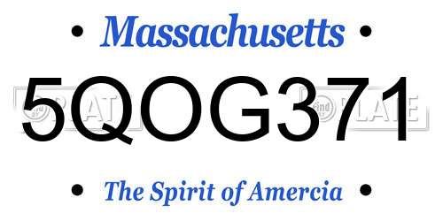 5QOG371 Massachusetts License Plate