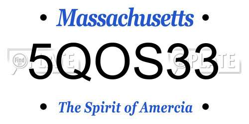 5QOS33 Massachusetts License Plate