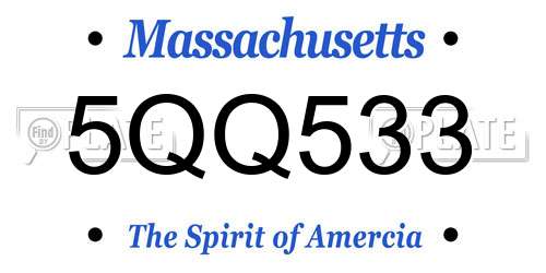 5QQ533 Massachusetts License Plate