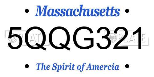 5QQG321 Massachusetts License Plate
