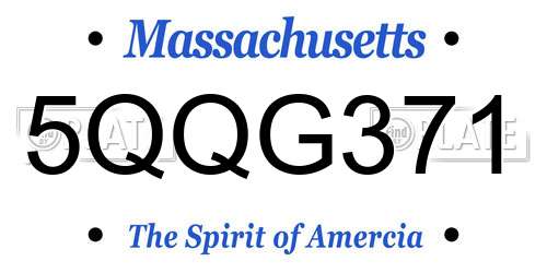 5QQG371 Massachusetts License Plate