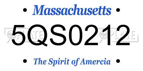 5QS0212 Massachusetts License Plate