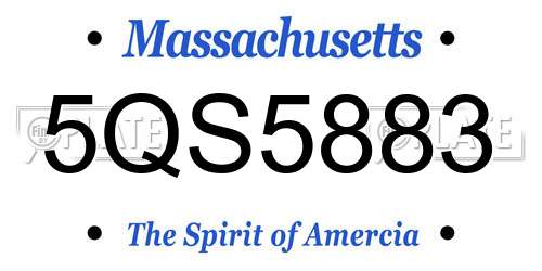 5QS5883 Massachusetts License Plate