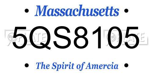5QS8105 Massachusetts License Plate