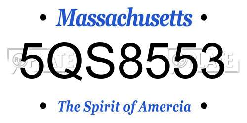 5QS8553 Massachusetts License Plate