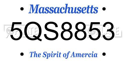 5QS8853 Massachusetts License Plate