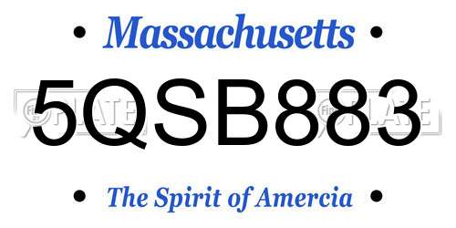 5QSB883 Massachusetts License Plate