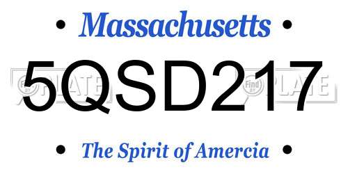 5QSD217 Massachusetts License Plate