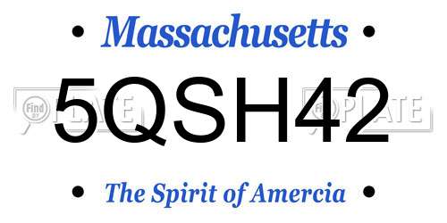 5QSH42 Massachusetts License Plate