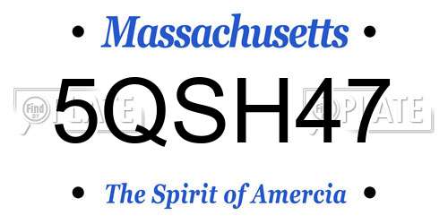 5QSH47 Massachusetts License Plate