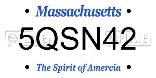5QSN42 Massachusetts License Plate