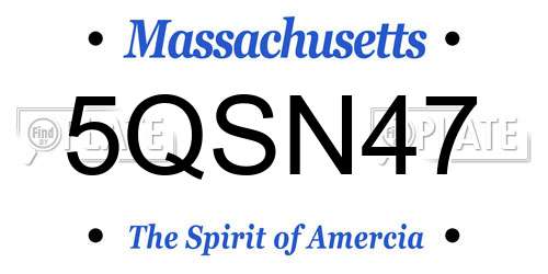 5QSN47 Massachusetts License Plate