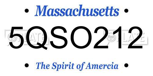 5QSO212 Massachusetts License Plate