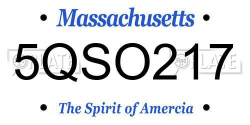 5QSO217 Massachusetts License Plate