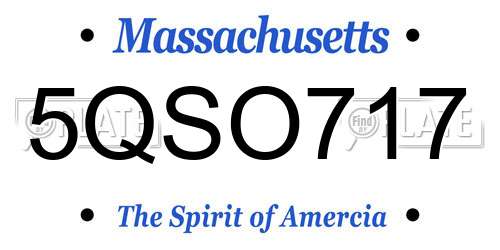 5QSO717 Massachusetts License Plate