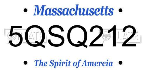 5QSQ212 Massachusetts License Plate